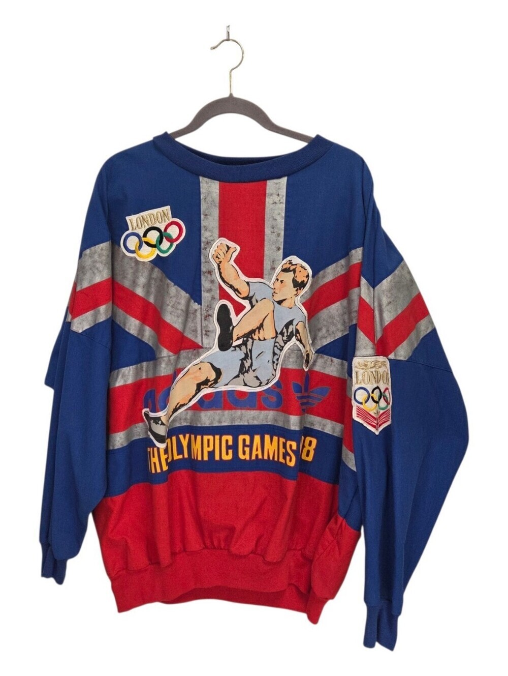 Vintage 80's Adidas London Olympic Games 1908 Union Jack Sweatshirt Size XL